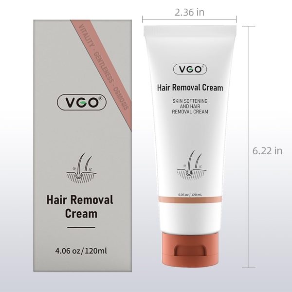 VGO Painless Hair Removal Cream for Women & Men, Hair removal cream for body, back & legs, All Skin Types, 4.06oz w/Spatula - Image 2