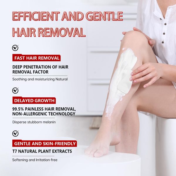 VGO Painless Hair Removal Cream for Women & Men, Hair removal cream for body, back & legs, All Skin Types, 4.06oz w/Spatula - Image 7