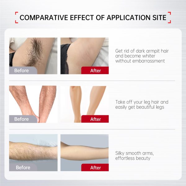 VGO Painless Hair Removal Cream for Women & Men, Hair removal cream for body, back & legs, All Skin Types, 4.06oz w/Spatula - Image 6