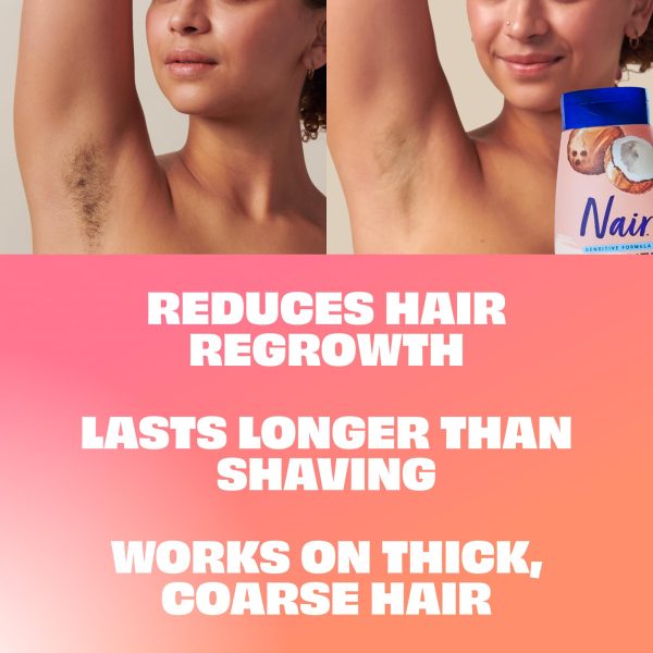 Nair Sensitive Shower Cream Hair Remover with Natural Coconut Oil and Vitamin E, Body Hair Removal Cream, 12 oz - Image 6