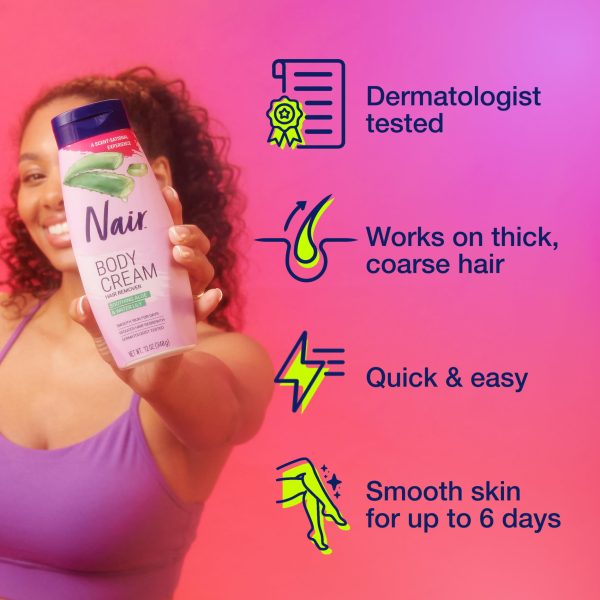 Nair Body Cream Hair Remover, Soothing Aloe and Water Lily, Dermatologist Tested Body Hair Removal Cream, with Evolved Ingredients, 12 Oz - Image 8
