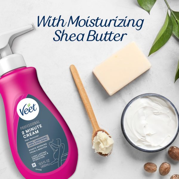 VEET Professional 2 Minute Hair Removal Cream For All Skin Types with Shea Butter | Effective Full Bikini Hair Removal, Pubic Hair Removal Gel | Dermatologically Tested | 13.5 FL OZ Bottle w/Spatula - Image 4