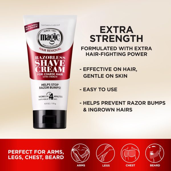 SoftSheen-Carson Magic Razorless Shaving Cream, Depilatory Hair Removal Cream for Body Hair, Extra Strength, Works in 4 Minutes for, 6 oz - Image 12