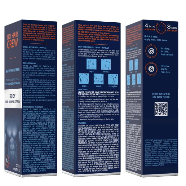 No Hair Crew Body At Home Hair Removal Cream for Manscaping Unwanted Hair with Energizing Ginseng, Premium Depilatory, Painless & Flawless, Made for Men, 200ml - Image 2